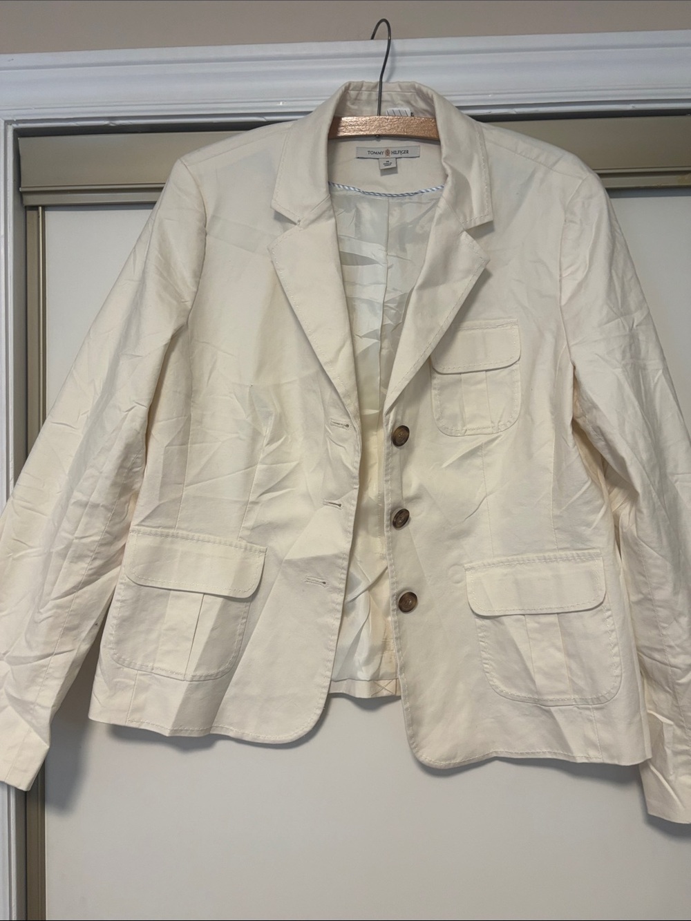 Tommy Hilfiger  Cream Button-Front Blazer Jacket
